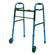 Folding Walker with 5” Wheels, Adjustable Height, Blue