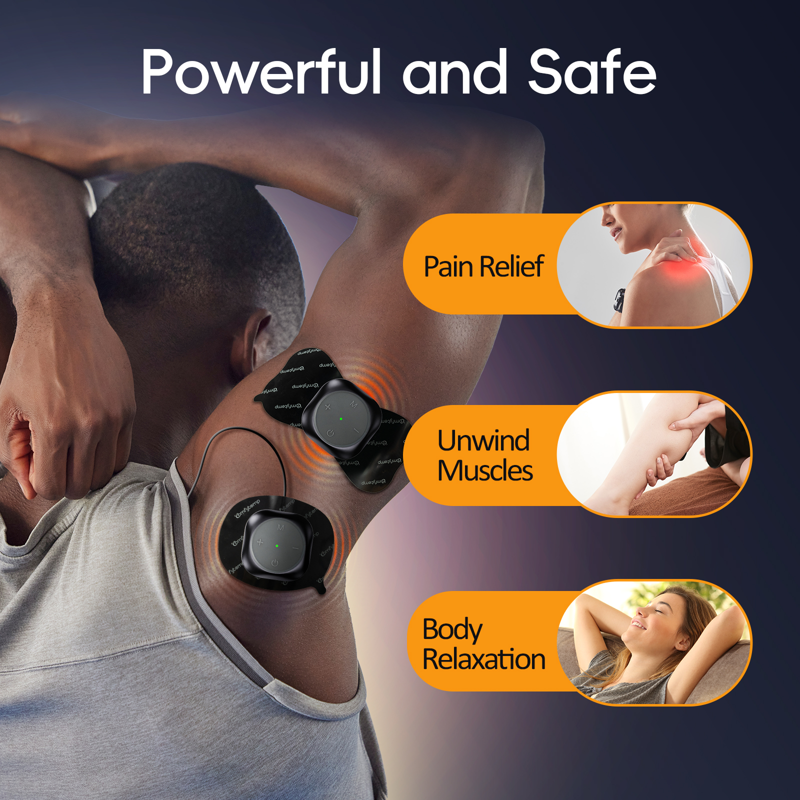 Comfytemp Rechargeable TENS Unit Muscle Stimulator, Electrode Wireless Massager for Back, Neck & Leg Pain