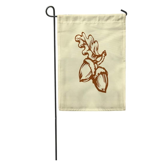 SIDONKU Two Big Ripe Raw Fresh Tasty Robur Quercus Pods White Freehand Outline Ink Sketchy in Retro Scribble Pen Garden Flag Decorative Flag House Banner 12x18 inch