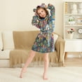 thumbnail image 3 of FORMRS Niños Bathrobe Unisex Hooded Robe Soft Plush Pajamas Sleepwear, Size 2-3T, Blue Colorful Flowers, 3 of 7