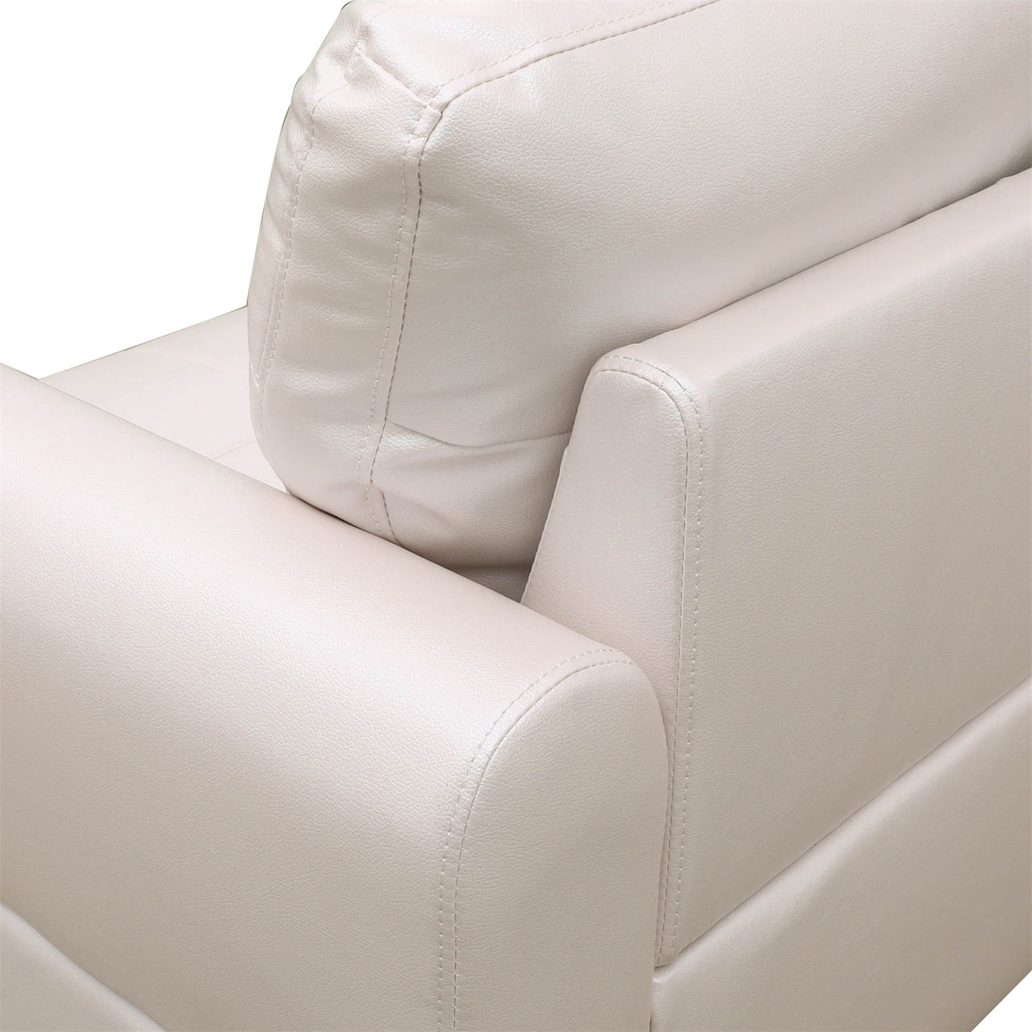Hommoo Faux Leather 4-Seat Couch, L Shaped Sectional Couches and Sofas, Modern Living Room Furniture Sets Sectional Sofa Set, Peaerl White(No Ottoman)