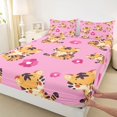 thumbnail image 3 of Homewish Kawaii Tiger Lover Twin Sheet Sets for Kids, Pink Blossoms Flower Floral Twin Fitted Sheet, Cute Cartoon Animal Flat Sheet, Ultra Soft Bedroom Decor, 3-Piece, 3 of 7