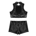 thumbnail image 4 of iiniim Kids Girls Shiny Sequins Hip-hop Jazz Dance Crop Top with Bottoms Set Black 8, 4 of 7