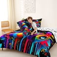 thumbnail image 4 of Erosebridal Kids Video Headphones Queen Comforter Set,Multicolor Splash Ink Bedding Comforter Set For Boys,Reversible 3-Piece, 4 of 7