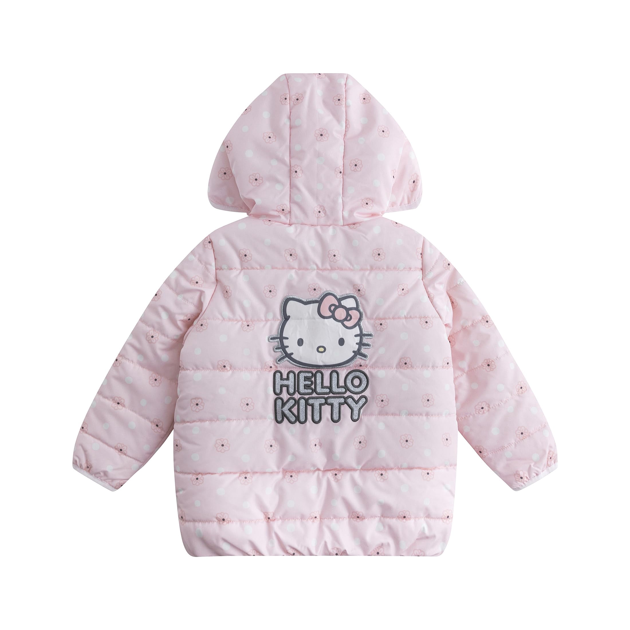 Hello Kitty Sanrio Hooded Puffer Jacket with Ears (Girls), Sizes 2T-6X