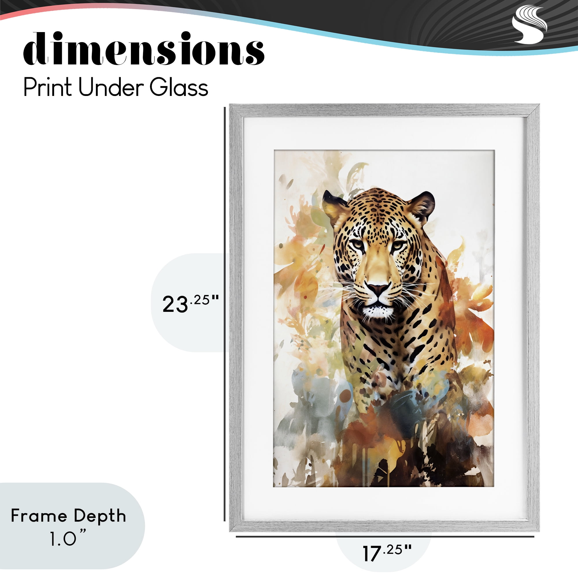 Stupell Industries Wild Cheetah Grace Gray Framed Print Under Glass, design by Ray Powers