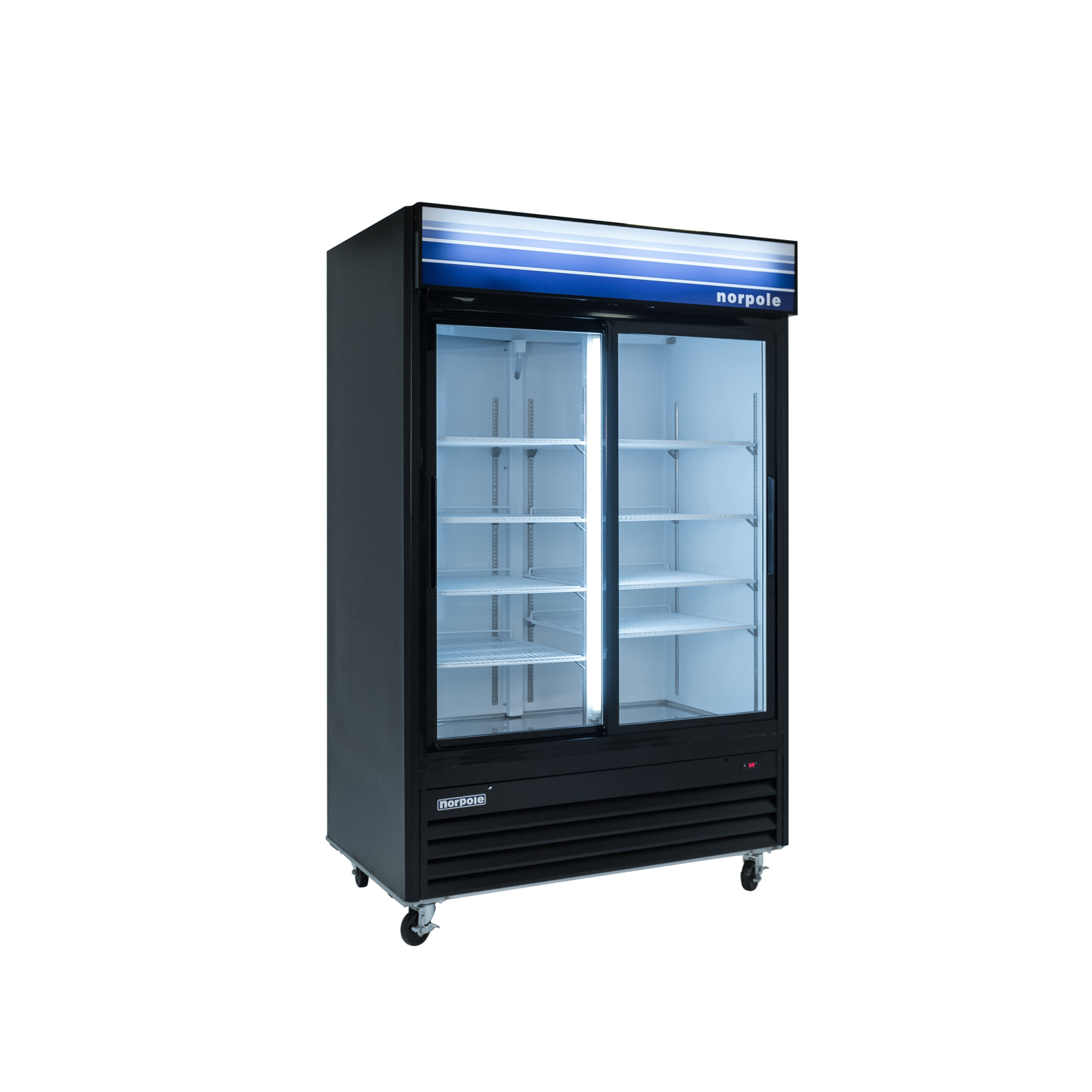 Norpole Commercial 45 cu. ft. 2-Sliding Glass Door Refrigerator in Black in Black