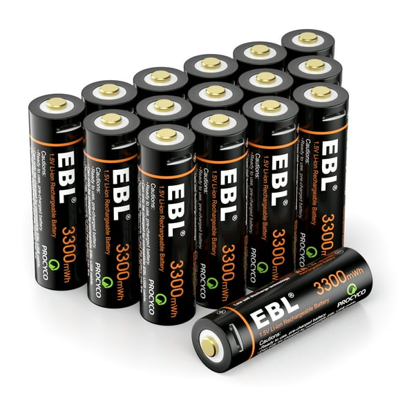 EB AA Lithium-Ion Batteries 3300mWh 1.5V with Micro USB Cable, Quick Charge USB AA Rechargeable Batteries, 16 Pack