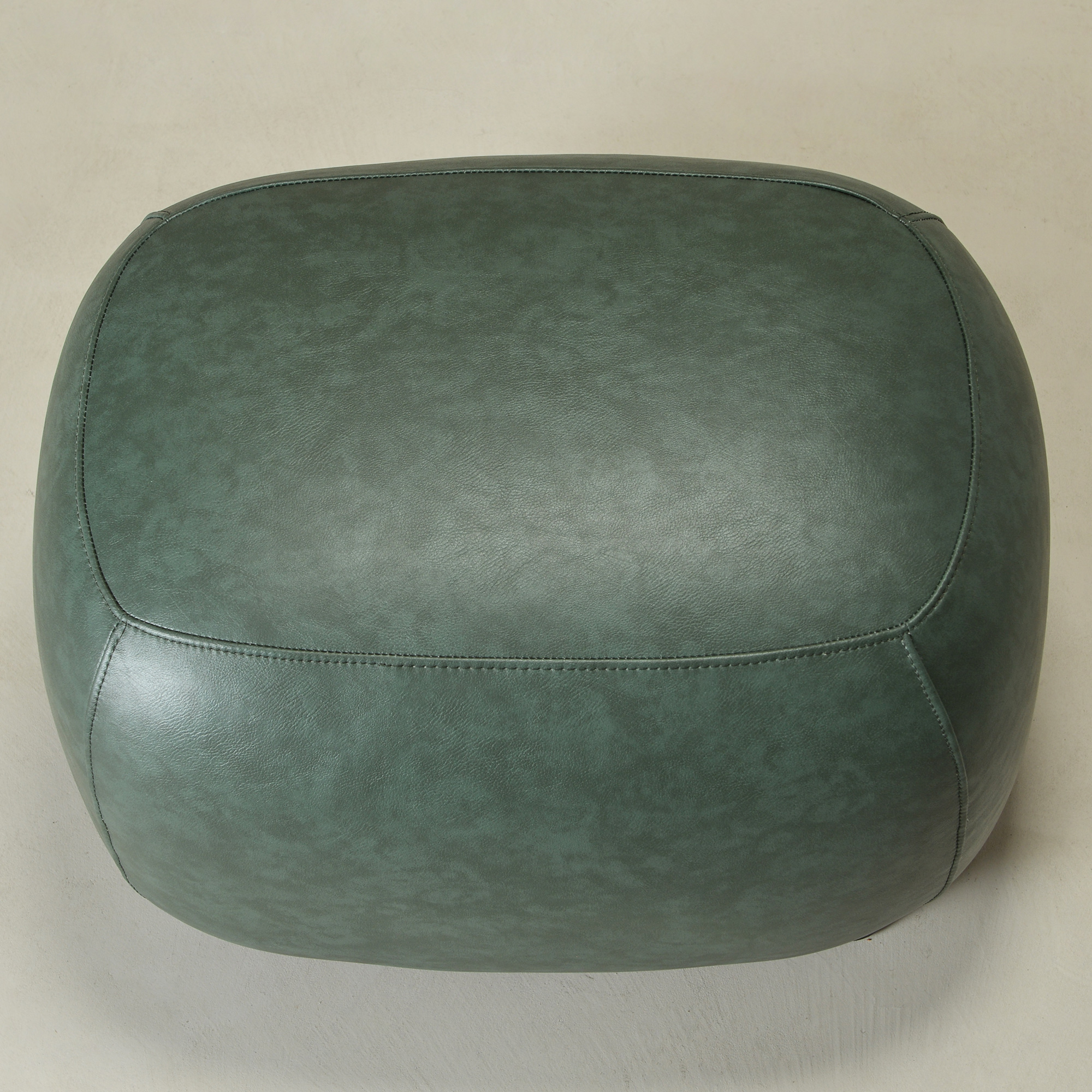 23" Wide Faux Leather Upholstered Ottoman, Mid-Century Modern Living Room Footrest with Soft Padded Seat, Footstool for Bedroom, Entryway or Living Room, Green