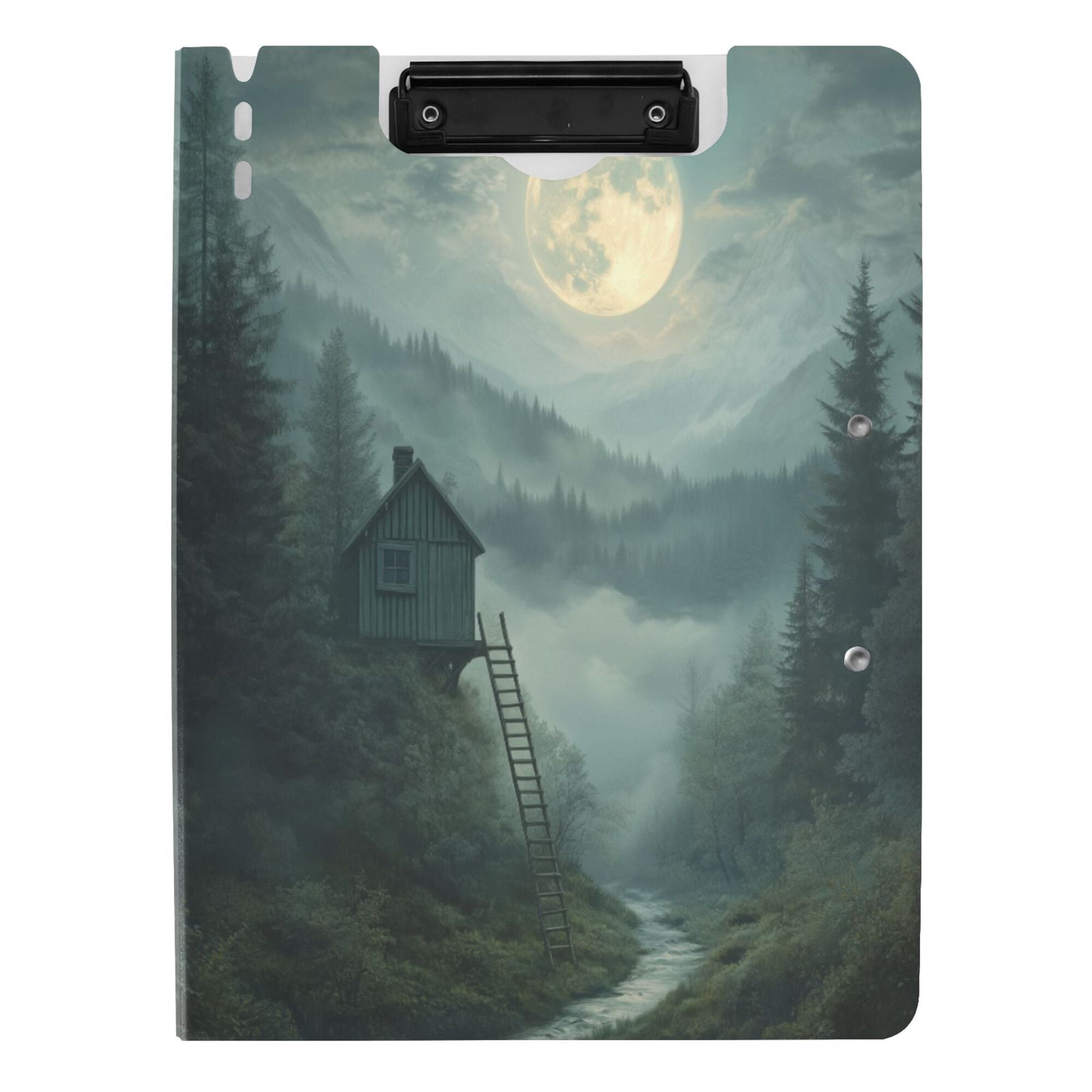 FORMRS A4 Clipboard Folder with Pen Holder Horizontal Foldable School Office Binder, Forest House