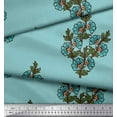 thumbnail image 3 of Soimoi Crepe Silk Fabric Leaves & Floral Block Printed Fabric 1 Yard 42 Inch Wide, 3 of 3