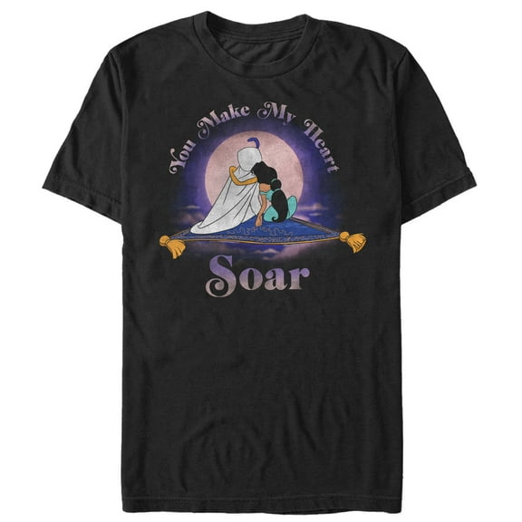 Men's Aladdin Jasmine Heart Soar Graphic Tee Black 2X Large