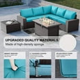 thumbnail image 2 of Kullavik 7 Pieces Outdoor Patio Furniture Set with 43" Gas Propane Fire Pit Table PE Wicker Rattan Sectional Sofa Patio Conversation Sets,Blue, 2 of 7