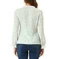 thumbnail image 3 of INSPIRE CHIC Women's Long Sleeve Lace Trim V Neck Button Up Floral Blouse Light Blue XS, 3 of 5