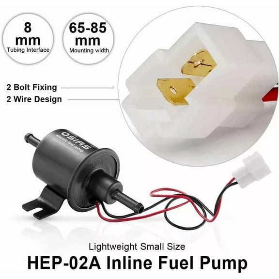 OSIAS12V Universal 2.5-4 PSI Gas Diesel Inline Low Pressure Electric Fuel Pump HEP02A