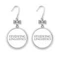 thumbnail image 1 of Short Phrase Studying Linguistics Bow Earrings Drop Stud Pierced Hook, 1 of 3
