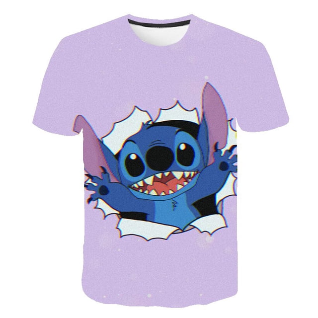 Disney Stitch camiseta niños verano dibujos animados Top camiseta moda niños niñas 3D impresión Cool camiseta Bottoming gran oferta Tees12T Gao Jinjia LED