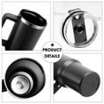 thumbnail image 5 of Gobelet 40 oz avec Poignée et Paille, Tasse Isolée à Double Paroi Réutilisable en Acier Inoxydable avec Couvercle et Paille Tasse de Voyage Tasses à Café, s'Adapte au Porte-Gobelet de Voiture, Cadeaux pour Femmes & Hommes Noir, 5 of 5