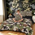 thumbnail image 3 of Manfei Minimalism Camouflage King Bedding, Mid Century Camo King Bed in a Bag, Desert Tan, Black Reversible, 7-Piece, 3 of 6