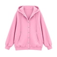 thumbnail image 6 of Otntypg Snap Button Down Hoodies for Women Trendy Fall Long Sleeve Drawstring Hooded Pullover Sweatshirts Loose Lightweight Casual Basic Solid Color Cardigan Hoodie Jacket with Pockets, 6 of 7