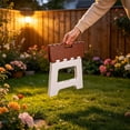 thumbnail image 4 of Roiihwy Collapsible Stool, Sturdy Kitchen Step Stool Foldable for Adults, Non Slip Lightweight Foot Stools for Bathroom Bedroom Camping, Brown, 4 of 6