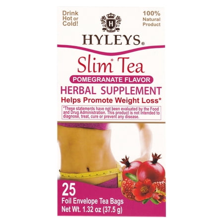 Hyleys Slim Tea Pomegranate Flavor - Weight Loss Herbal Supplement Cleanse and Detox - 25 Tea Bags (1 Pack)