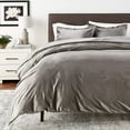 thumbnail image 5 of Tribeca Living VENICEDUVET Venice Velvet Oversized Solid Duvet Set, Queen, Smoke Grey Smoke Grey Queen, 5 of 5
