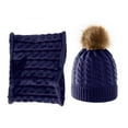 thumbnail image 1 of MesaSe 1 Set Baby Beanie Hat Scarf Solid Color Twist Pattern Autumn Winter Windproof Fluffy Pompom Cap Set for Outdoor, 1 of 10