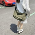 thumbnail image 2 of Bolso de hombro de lona lavada retro cruzados con cremallera Hobo de gran capacidad, 2 of 8
