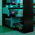 thumbnail image 3 of Full Size Wood Loft Bed with Power Outlet & USB/Type-C Ports, Integrated Cable Management, and RGB Light, Blue, 3 of 23