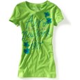 thumbnail image 1 of Aeropostale - Camiseta gráfica para mujer con diseño de flor de purpurina 87, verde, grande, 1 of 2