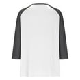thumbnail image 4 of WMTBSRSW 3/4 Length Sleeve Womens Tops Color Block Henley Shirts Round Neck Tunic Tops to Wear with Leggings Drop Shoulder Work Business Blouse Gray Large, 4 of 9