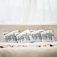 thumbnail image 3 of Ambesonne Urban Throw Pillow Cover 4 Pack, Vintage Hand Drawn City, 20", Charcoal Grey White, 3 of 6