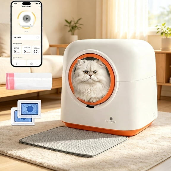 Self‑Cleaning Cat Litter Box, Smart Automatic Litter Box with Built‑in Ozone Deodorizer, Detachable Washable Large Capacity Cat Toilet, App Remote Control Safety Sensors for Multi‑Cat Household