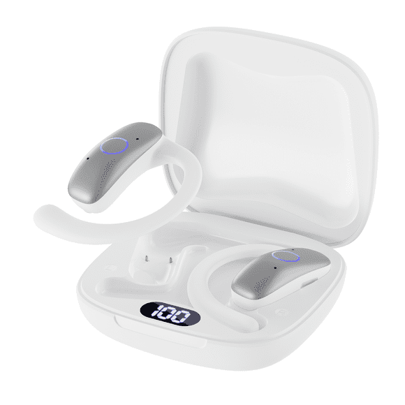 JYX Audífonos Inalámbricos Verdaderos, Audífonos Bluetooth Inalámbricos con Cancelación de Ruido, Duración de Batería de 24 Horas, Pantalla Digital LED, Traducción en Tiempo Real con 115 Idiomas, E1-W