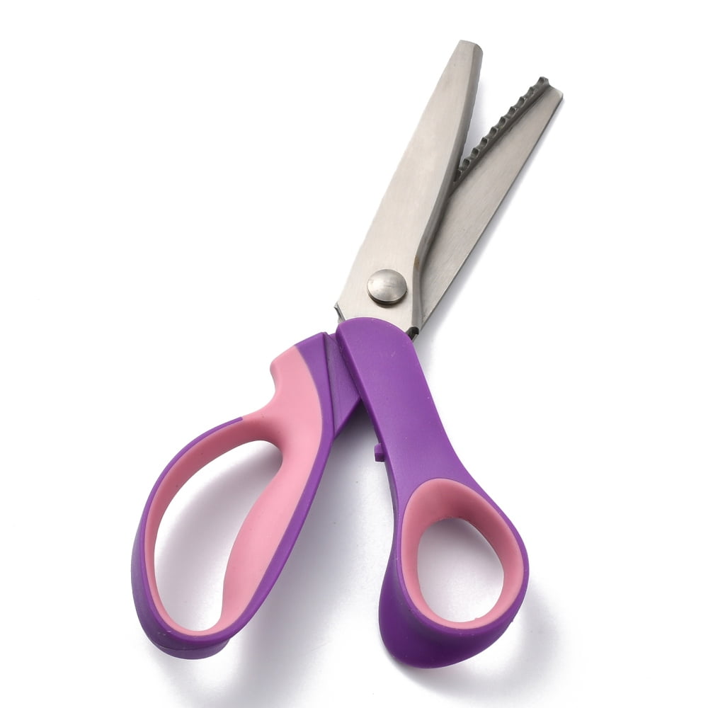2 pc 201 Stainless Steel Pinking Shears Serrated Scalloped Scissors with Plastic Handle for Sewing Craft Dressmaking Violet 230x88x21mm