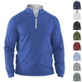 thumbnail image 3 of Summer Savings WTXUE Sweatshirts & Hoodies Long Sleeve, Zip Mock Neck Shirts for Men Mens Quarter Zip Pullover Shirt Pullover Performance Quarter Zip Solid, Athleisure for Men Blue 4XL, 3 of 7