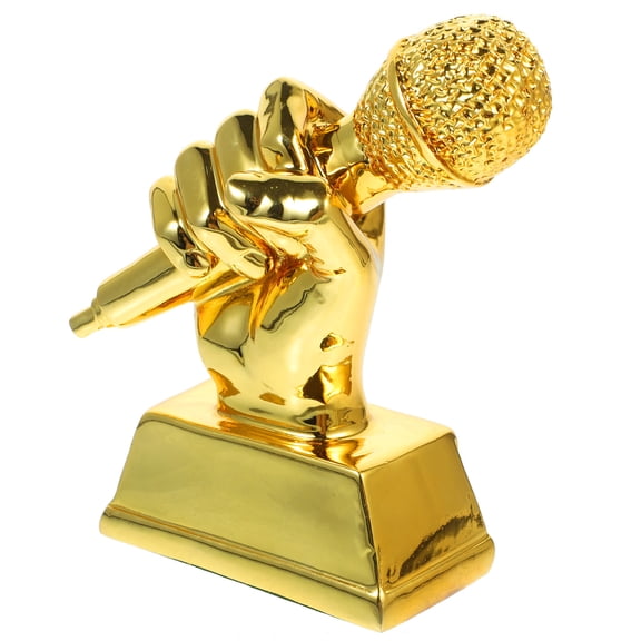 TOYMYTOY Golden Microphone Trophy Resin Award for Singing Competitions and Party Recognition with Durable Design
