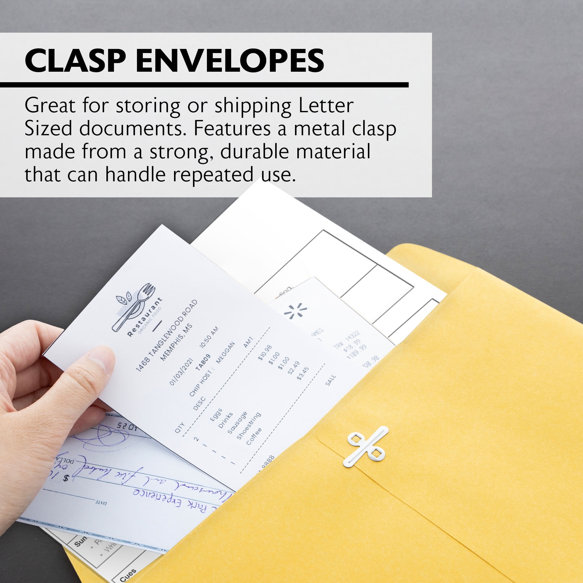 BAZIC Clasp Envelope 10" x 15", Gummed Seal Eyelet Closure, Brown Kraft Paper Catalog Mailing Envelopes (100/Pack), 5-Packs
