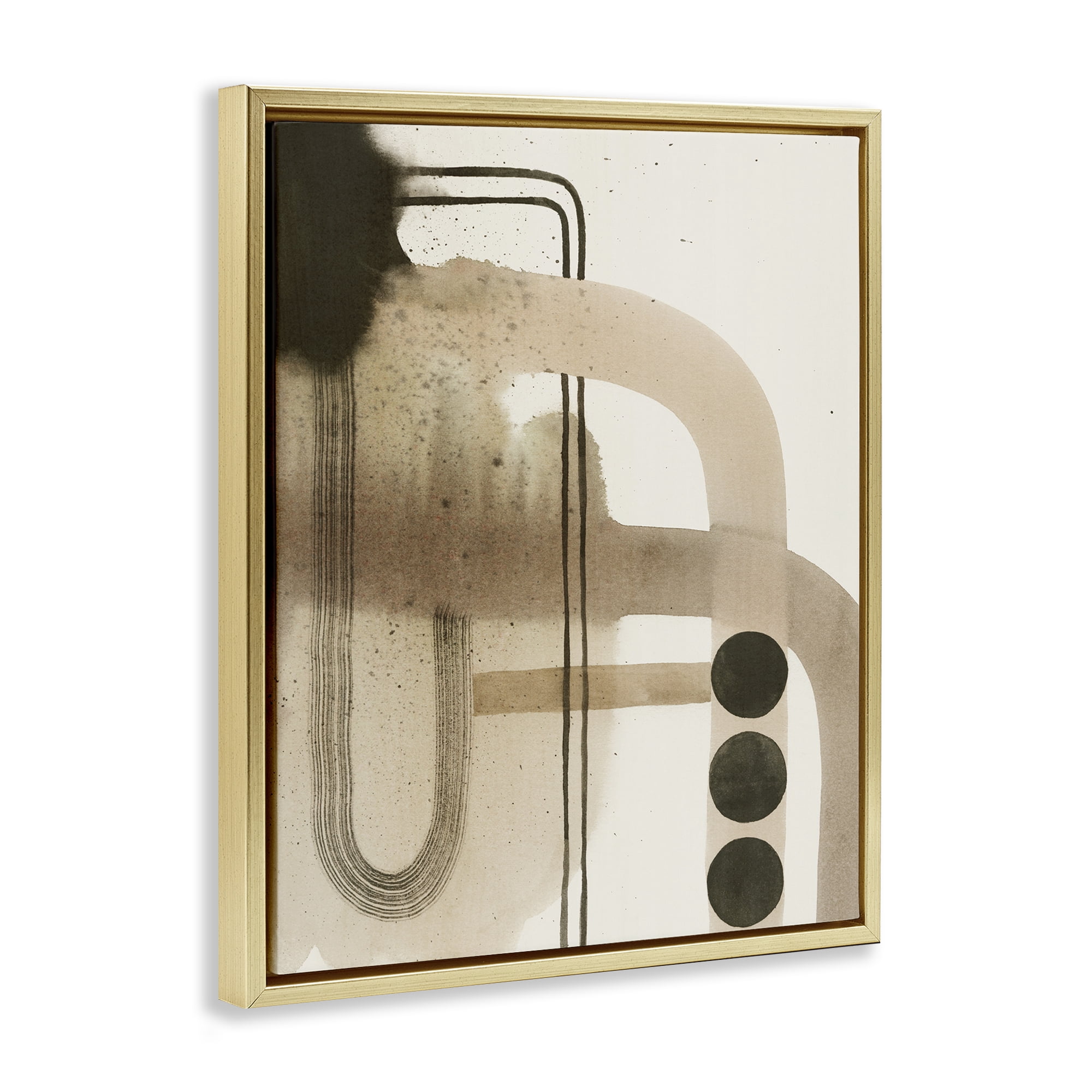 Stupell Industries Beige Retro Arches Abstract Painting Gold Floater Framed Canvas Art Print Wall Art, 17 x 21