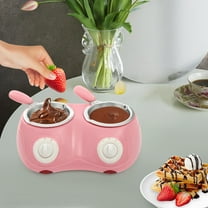 Dual-Zone Chocolate Melting Pot with 2 Pots & 9 Molds 2-Temp Control 110V Pink