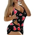thumbnail image 5 of Valentine's Day Pajamas Sets Women Cute Pink Heart Print Pjs Sets Tank Top Shorts 2 Piece Sets Sleepwear Black L, 5 of 8
