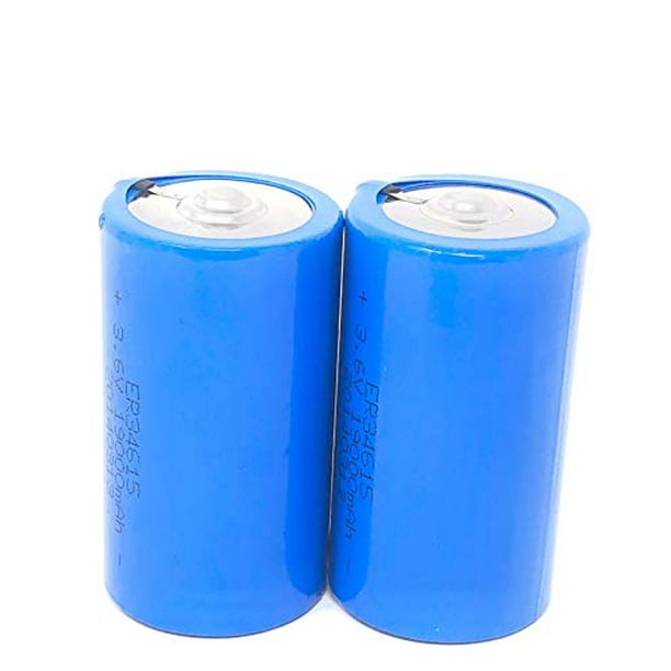 3.6V D Cell 19000mAh ER34615 LiSocl2 Lithium Battery, 19 Ah D Size (2
