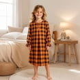 thumbnail image 2 of JIAYUE Girl Kids Nightgown Soft Lightweight Halloween Funny Print Long Sleeve Ruffle Cuff Round Neck Button Front Loose Cute Pajamas For Holiday Party Family Indoor Loungewear Nightwear,11-12 Years, 2 of 5