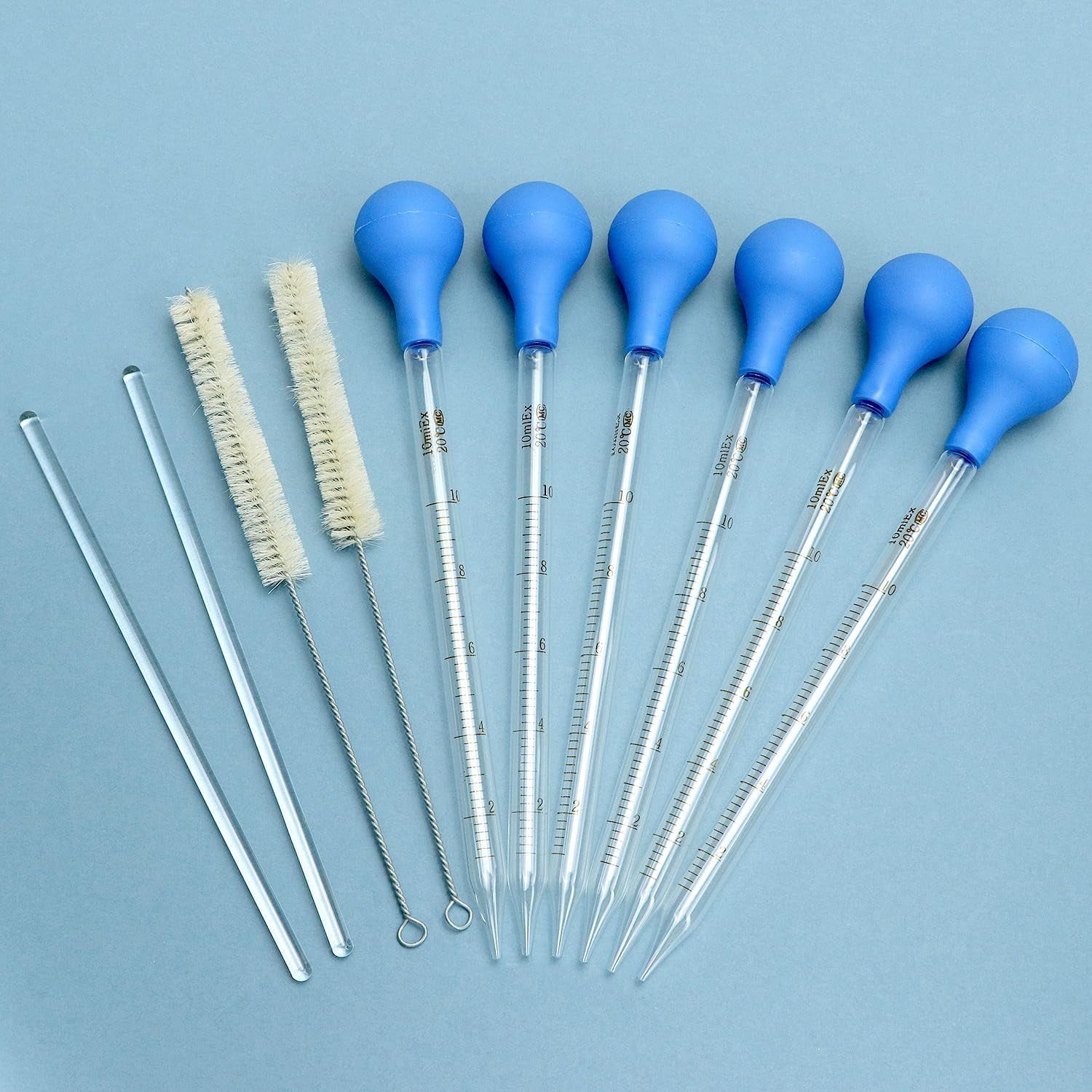 Glass dropper pipette graduated laboratory dropper set, 10ml capacity with large rubber cap glass liquid dropper
