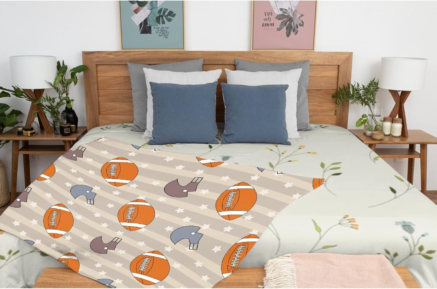 American Football Pattern Blanket Gifts Plush Fuzzy Cozy Soft Lightweight Blankets for Couch Air-Conditioning Quilts Decor Blanket for Chirstmas Birthday 60"x50" for Teens