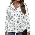 thumbnail image 4 of Womens Merry Christmas Long Sleeve Button Down Shirt Festive Snowflake Print Casual Blouse Holiday Top for Winter Party, 4 of 5
