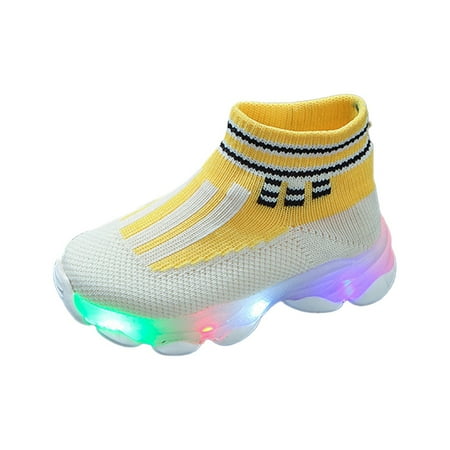 kamemir Baby Sock Shoes Baby Boys Girls Shoes PU Leather Soft Rubber Sole Sneakers Anti-Slip Toddler Ankle Boots Walking Shoes(Yellow C)