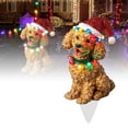 thumbnail image 3 of Dog Christmas Figurines with Santa Hats and String Lights, Festive Decor for Home, Tabletop and Holiday Season Decorations - C, 3 of 9