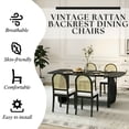 thumbnail image 3 of Dayalane Farmhouse Rattan Backrest Dining Chairs Set of 4, Modern Off-white Velvet Upholstered Kitchen Chairs Solid Wood Side Chairs for Kitchen Dining Room Living Room, Black, 3 of 13